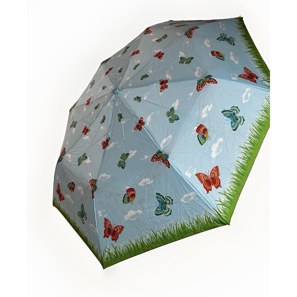 Vintage Butterfly Umbrella Blue Auto Open Close